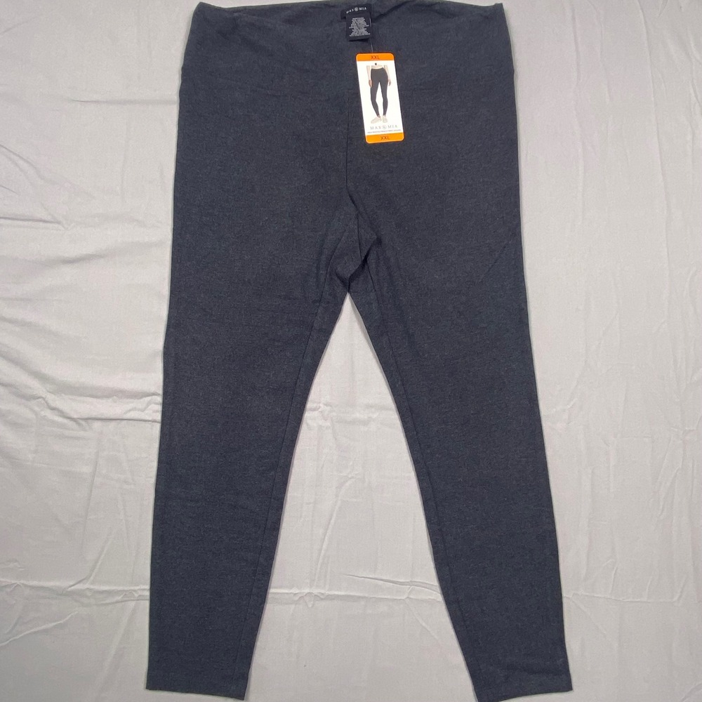 Max & Mia High Waisted French Terry Leggings Womens XXL 2XL Charcoal Gray NWT